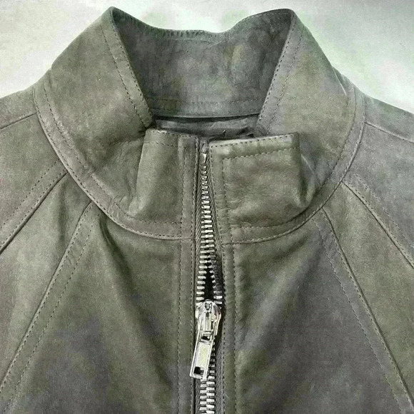 RICK OWENS Men Zipped Calf Leather Jacket in Dark Dust Size 38US - Picture 9 of 16